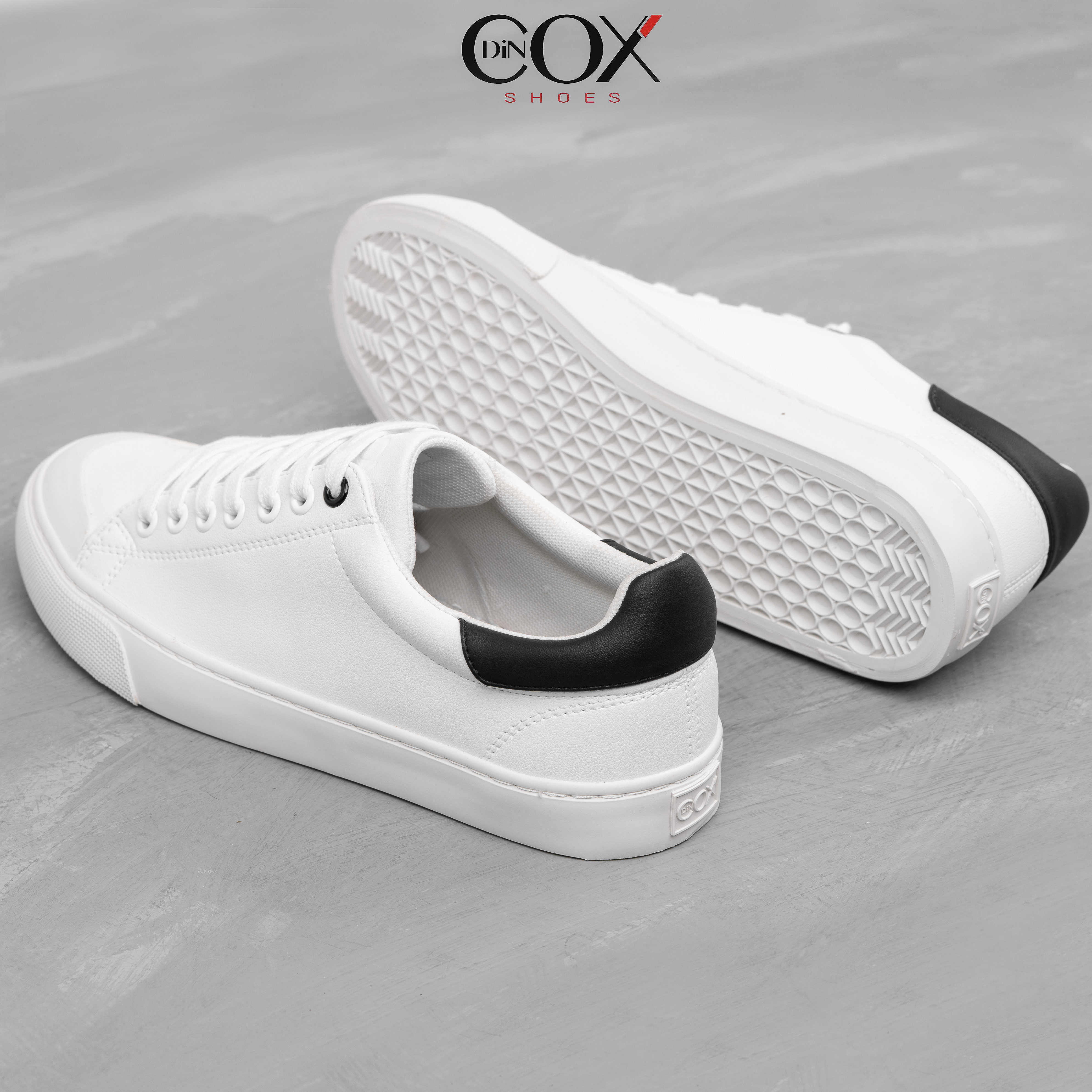 Giày Sneaker Da Nam DINCOX C13 Cách Điệu Sáng Tạo White/Black