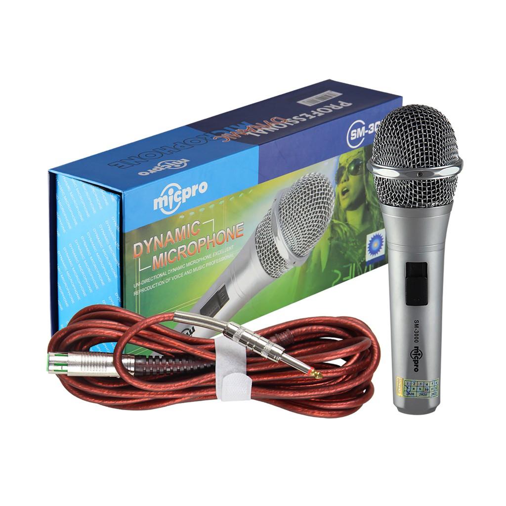 Micro có dây hát karaoke gia đình SHUBOSS SM3000 cao cấp hút âm tốt làm bằng kim loại sáng bóng chắc chắn, bảo hành 12th