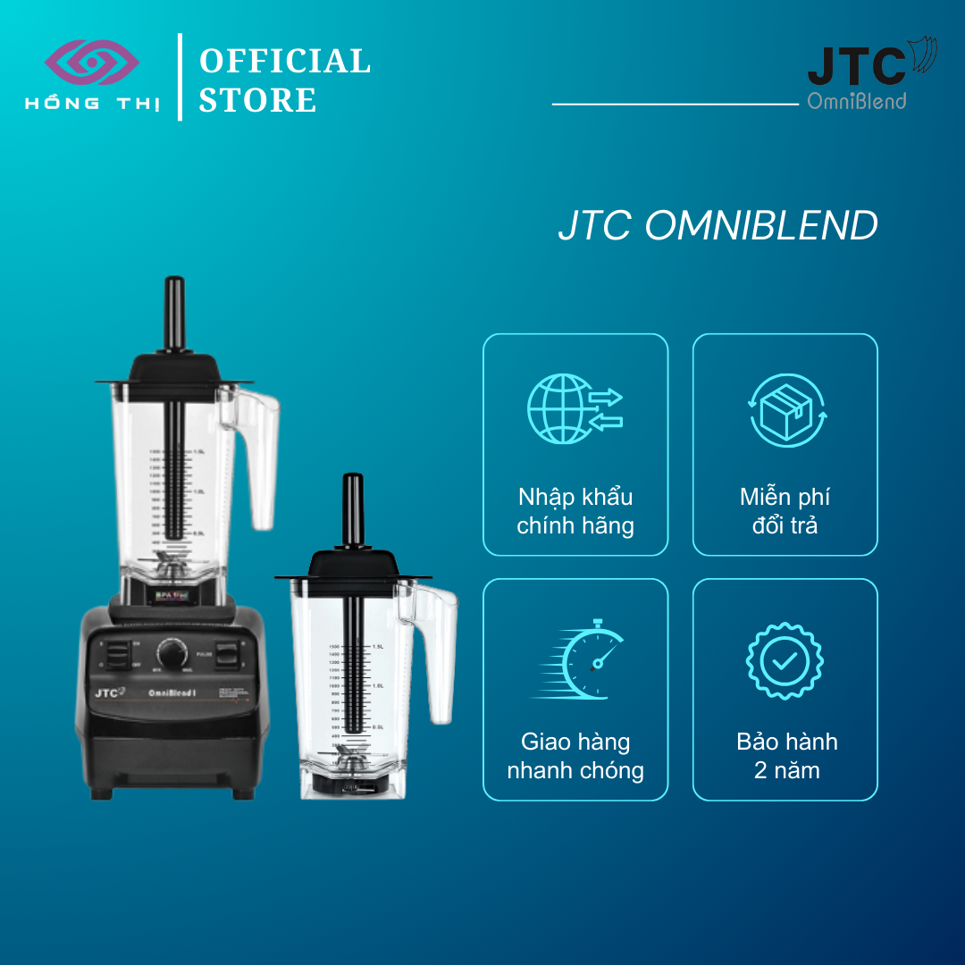 Combo Máy Xay Sinh Tố Công Nghiệp JTC Omniblend I TM-767A 1200W và Cối Rời JTC Omniblend - Chính Hãng