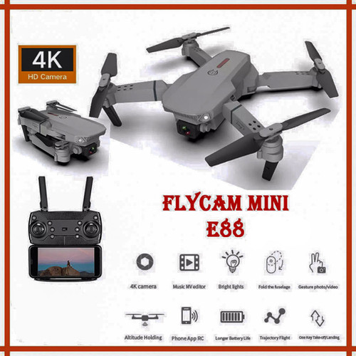 Flycam E88 Pro 2 camera kép , Drone camera mini 4K wifi mắt quang cân bằng khi bay, ảnh truyền trực tiếp về điện thoại, Fly cam giá rẻ, Máy bay flycam, Máy bay camera mini 4K,