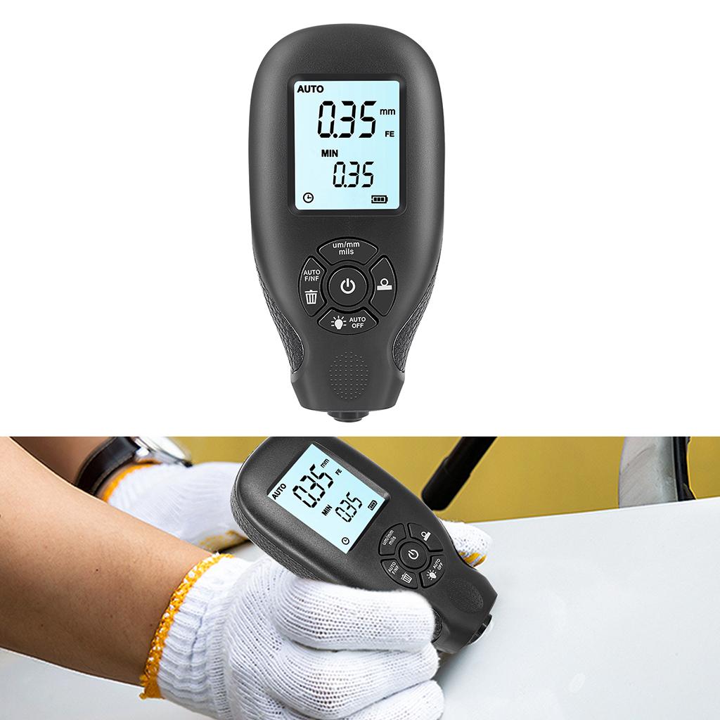 HW-300 Mini Automotive Coating Thickness Gauge Car Digital Paint Meter, Black, Auto Digital Calibration, 110x52x25mm