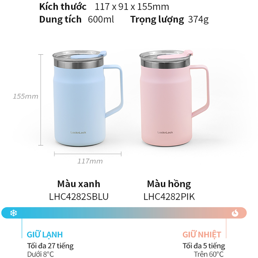 Ca nước giữ nhiệt LocknLock Metro Table Mug 600ml - LHC4282