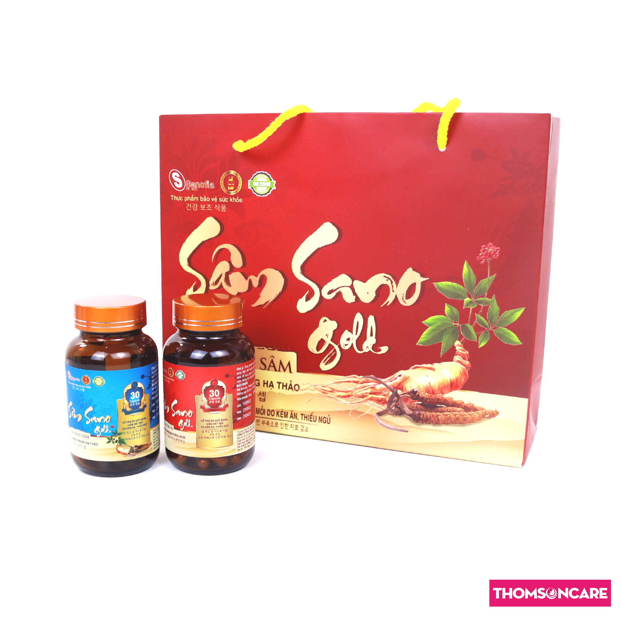 Viên ăn ngon Sâm Sano Gold Sanofia, giúp ăn ngon miệng, ngủ sâu giấc, giảm mệt mỏi từ nhân sâm - Hộp 60 viên Thomsoncare