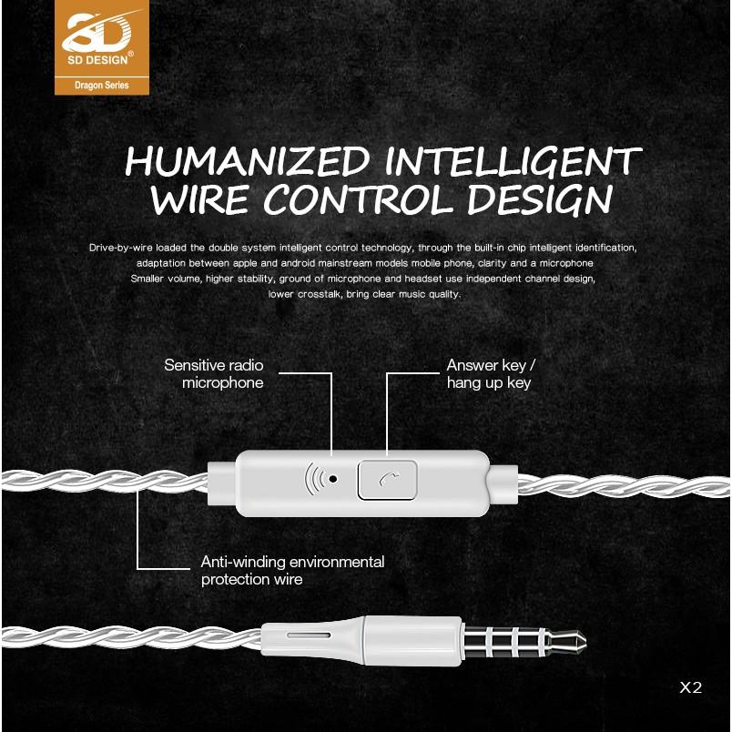 Tai nghe nhét tai SD DESIGN X2 sử dụng cho các dòng iphone, samsung, oppo,.. jack cắm 3.5mm. bảo hành 1 đổi 1