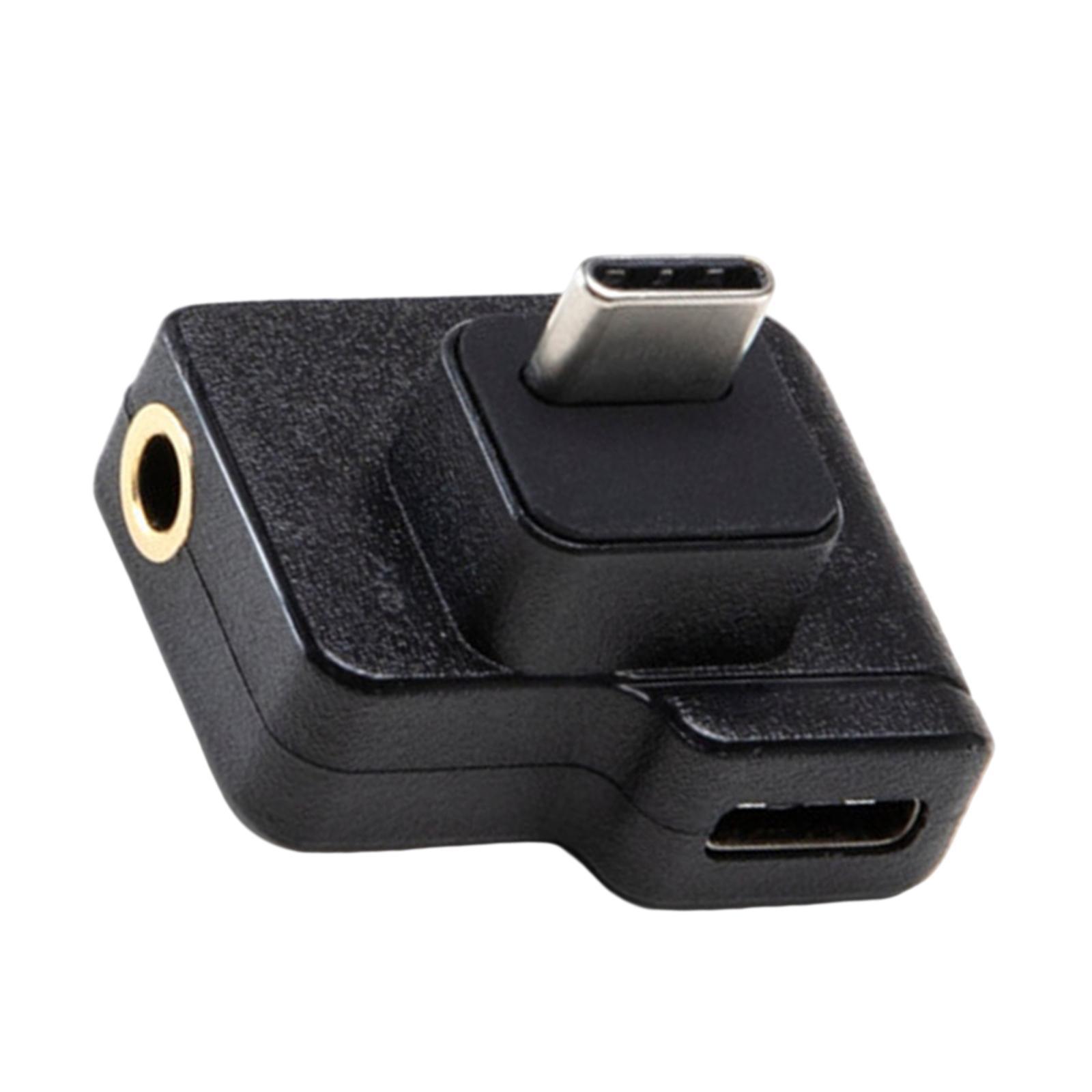 Mic Adapter Microphone 3.5mm/USB-C Adapter for Action Camera TRS Plug