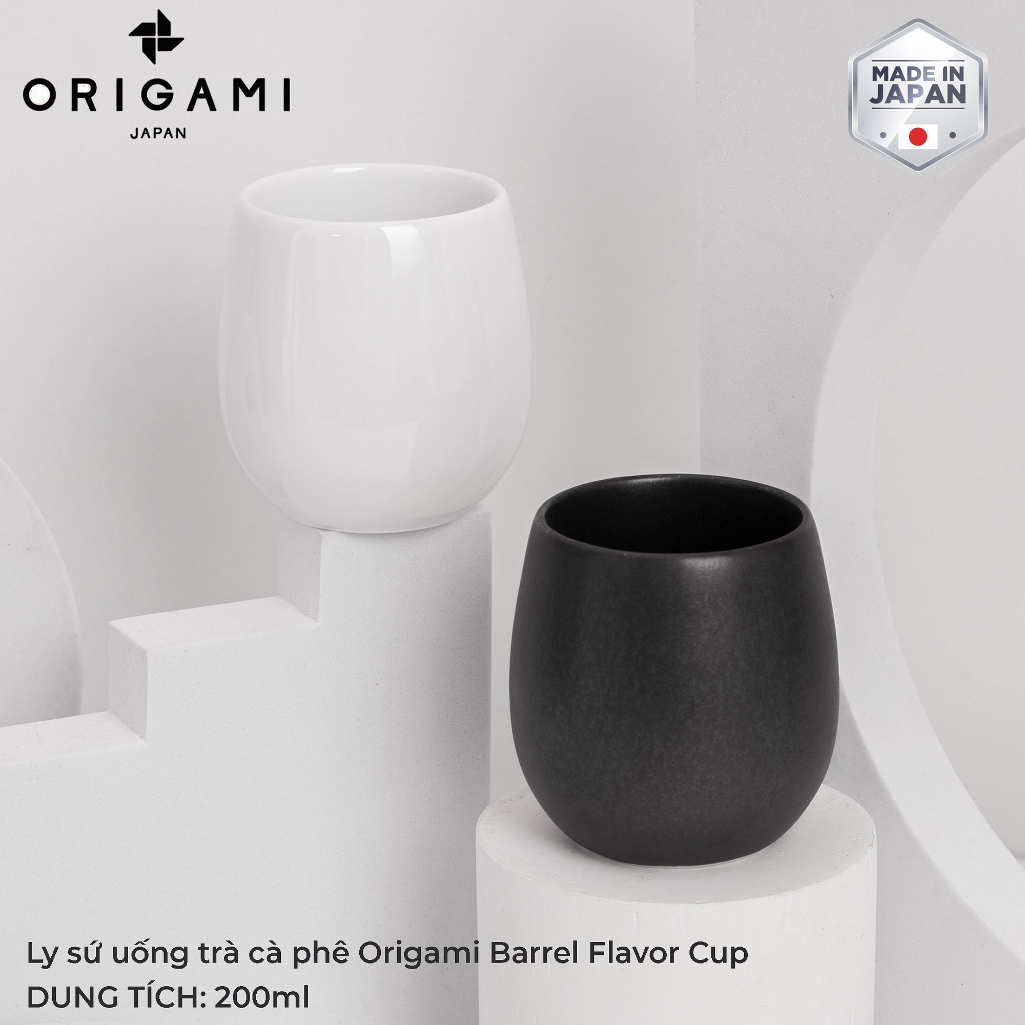 Ly sứ uống trà cà phê Origami Barrel Flavor Cup 200ml