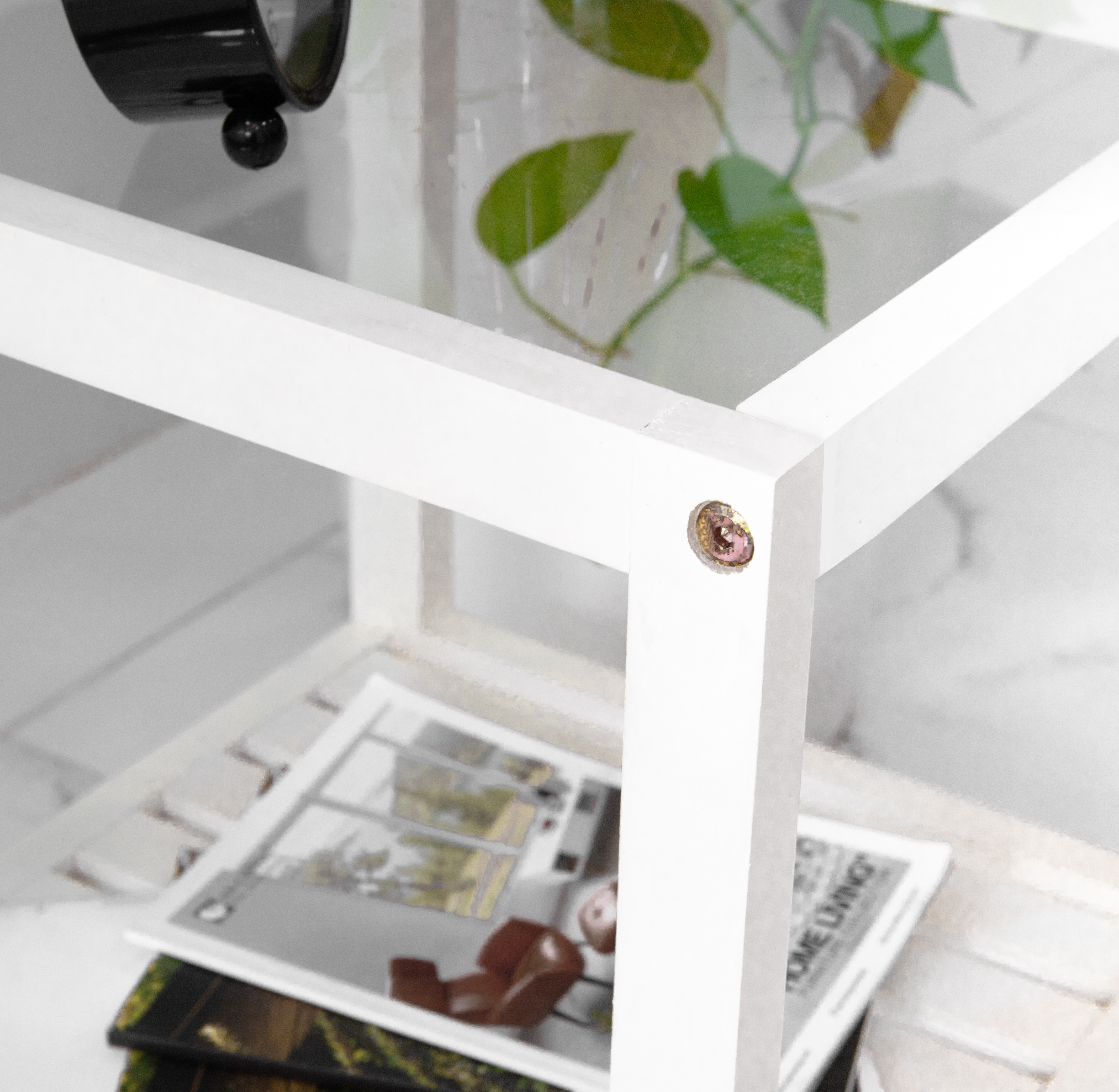 KỆ KÍNH TRANG TRÍ LẮP RÁP HÀN QUỐC MÀU TRẮNG - GLASS SHELF WHITE