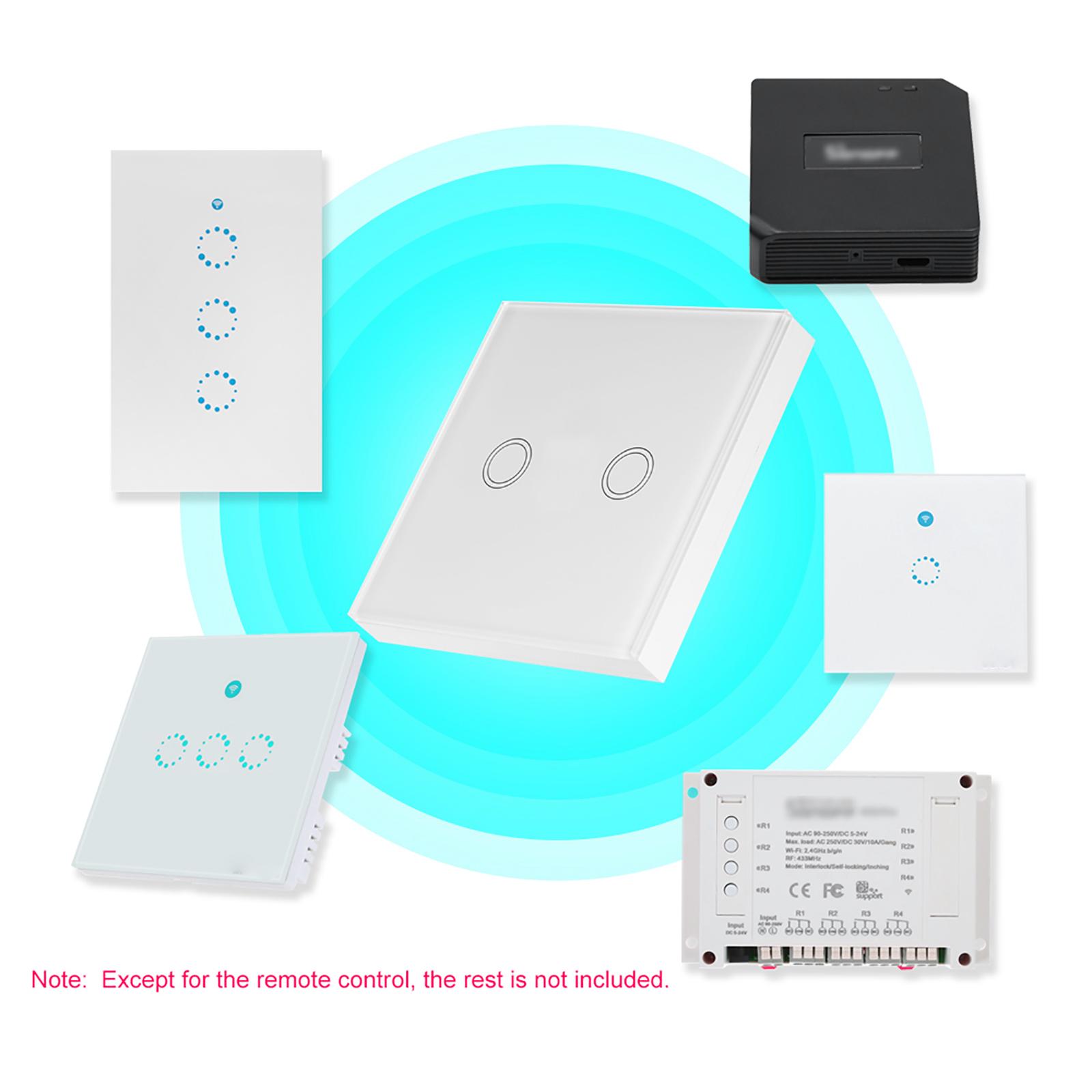 EWeLink 2CH T433 86 Type Luxury Wall Touch Panel Sticky 433MHz Wireless RF Remote Control Transmitter Automation Modules 2 Gang Support All SONOFF RF 433MHz Products Control Staircase Lamp