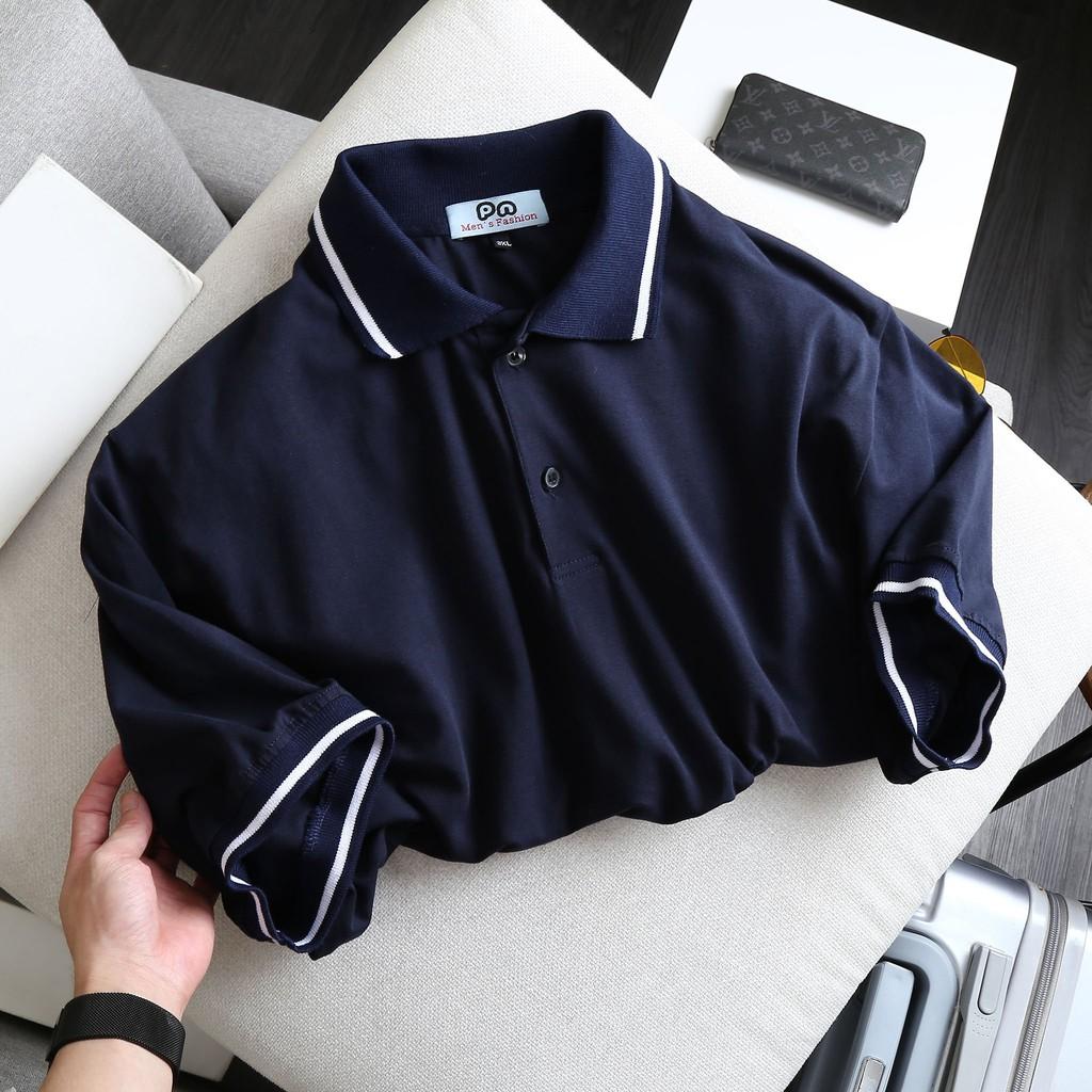 Bigsize < 130kg Áo thun polo nam trơn bigsize tay ngắn cổ bẻ