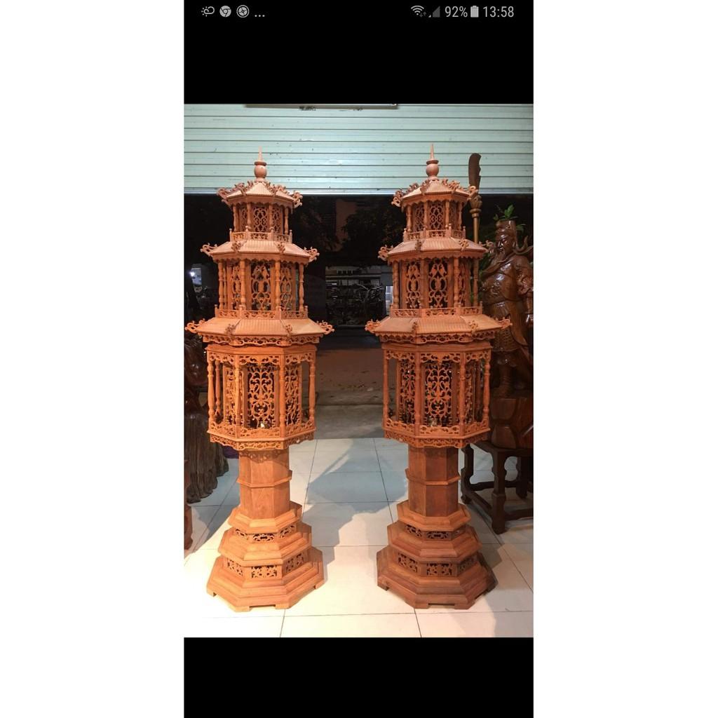 đèn mái chùa gỗ hương
