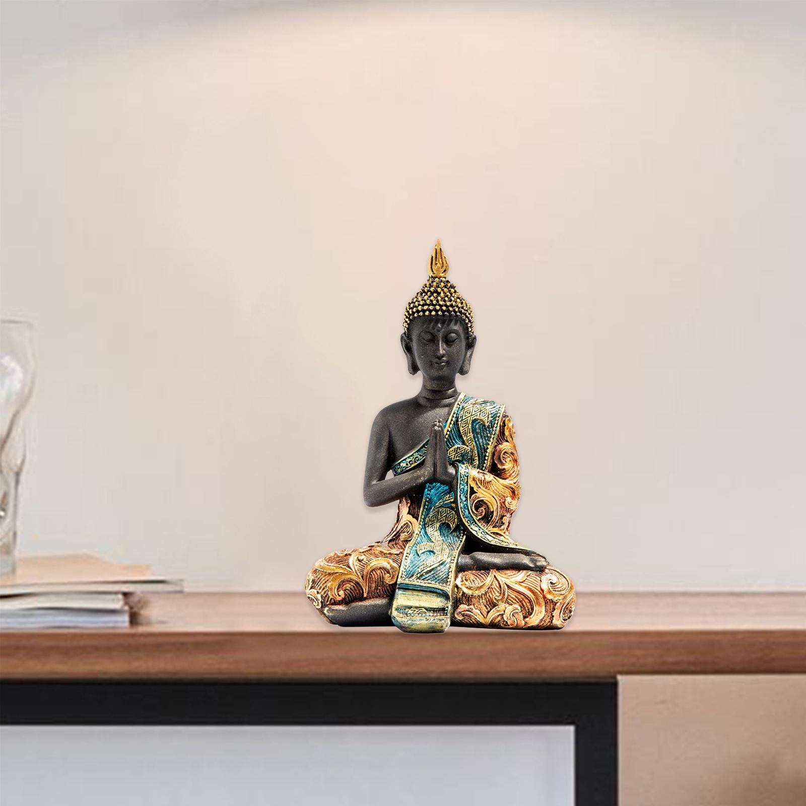 Buddha Statue Meditating Buddha Decorative Figurine Thai Shakyamuni Sitting Statue Desktop Living Room Office Yoga Zen Decoration Collectibles