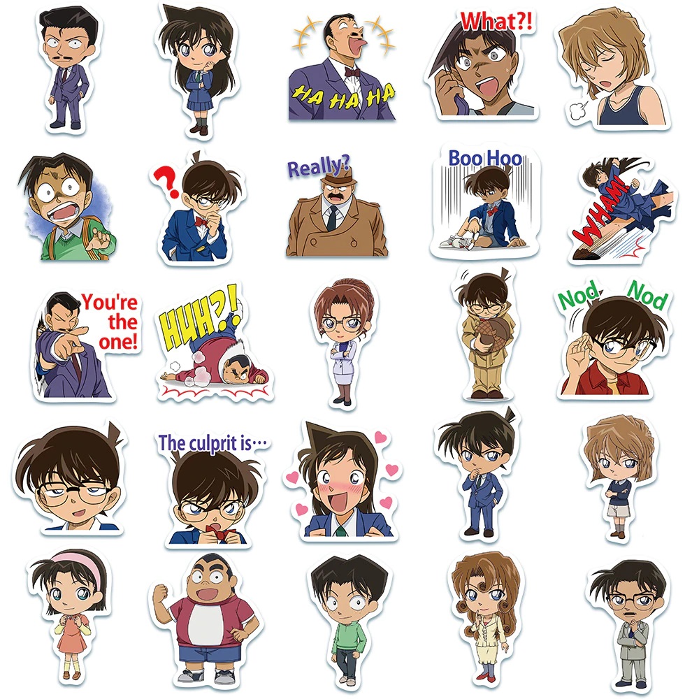 Bộ Sticker Anime Manga Thám tử lừng danh Conan trọn bộ decal trang trí mũ bảo hiểm, laptop, ván trượt. vali