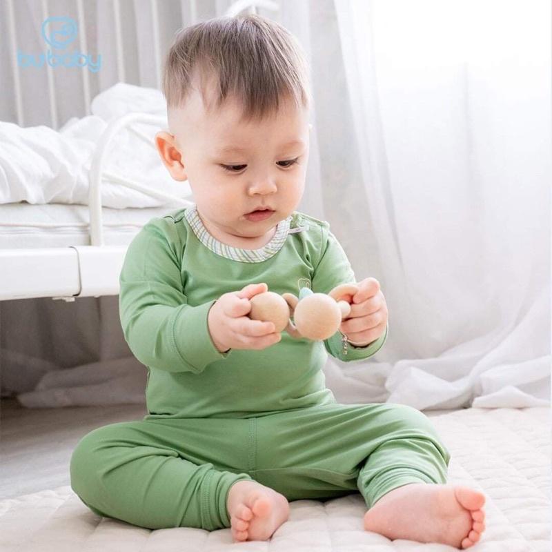 Bộ dài tay cài vai sợi tre Bu Bambus cho bé 6m - 4Y