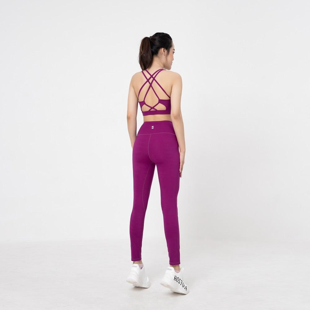 Bộ quần áo tập yoga gym aerobic nữ bra 3 lớp chắc chắn phối legging cạp cao - S210513