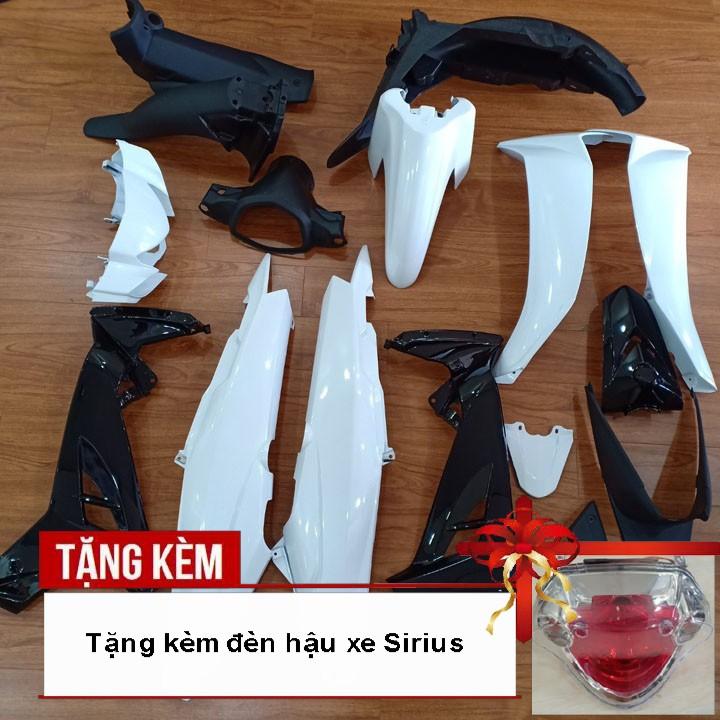 Dàn áo xe dành cho SIRIUS , nhựa ABS nguyên sinh cao cấp màu TRẮNG phanh cơ kèm Củ hậu xe Sirius