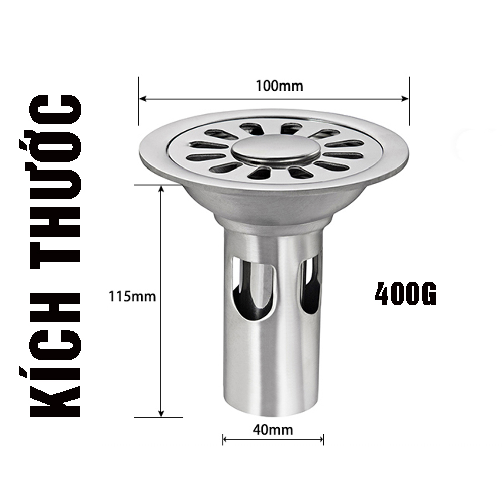 Phễu ga thoát sàn ngăn mùi, vi khuẩn, côn trùng trào ngược lên INOX SUS 304 có lỗ thoát nước thải máy giặt, tròn, MIHOCO 182