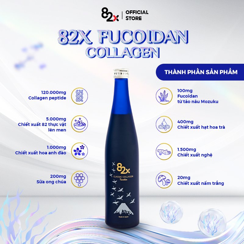 Nước Uống 82X FUCOIDAN COLLAGEN Hàm Lượng 120.000mg collagen,Fucoidan Từ Tảo Nâu Mozuki