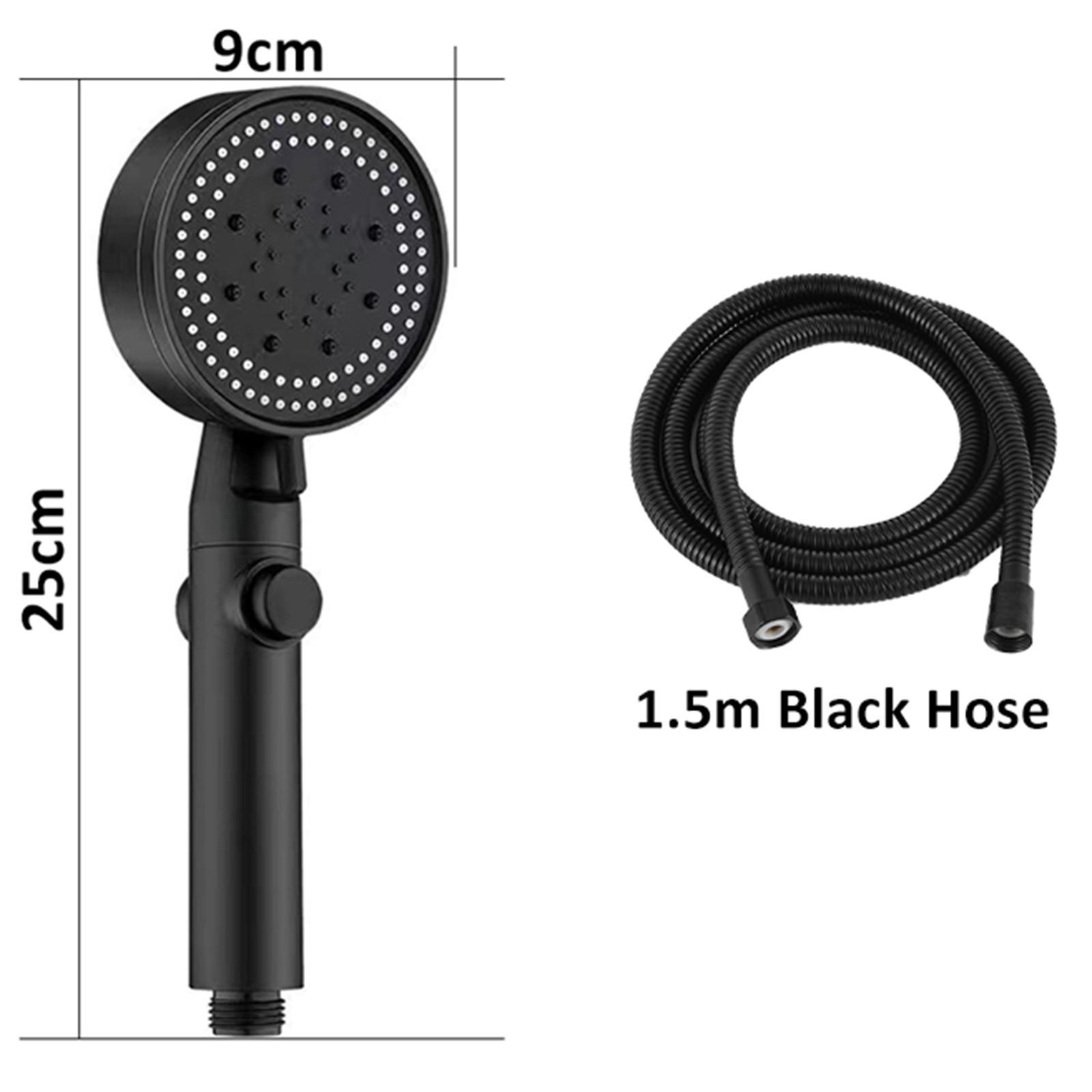 Round Shower Sprayer, High Pressure Adjustable Black for Bathroom Bath Water Outlet