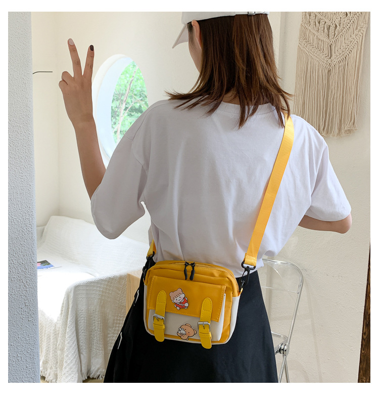Túi Vải Canvas Đeo Chéo Phong Cách Harajuku Nhật Bản Cho Nữ