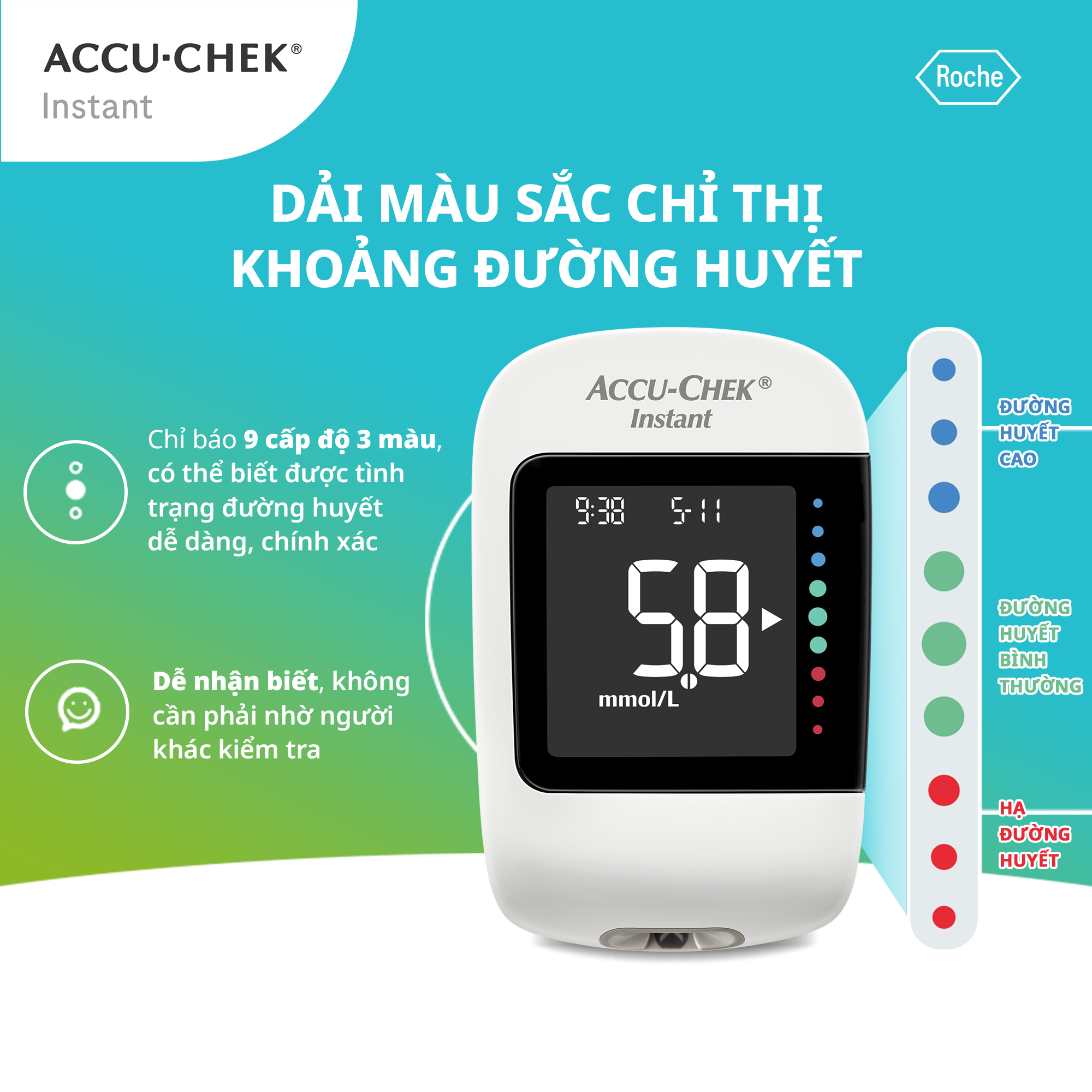 [Bảo Hành Trọn Đời] Máy Đo Đường Huyết ACCU-CHEK Instant Kèm Hộp 50 Que Thử Đường Huyết ACCU-CHEK Instant