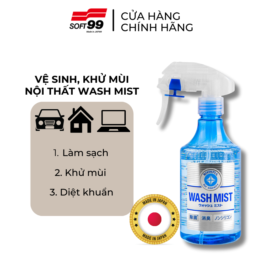 Chai Xịt Vệ Sinh Và Khử Mùi Nội Thất Ô Tô Đa Năng Wash Mist L-82 SOFT99 Japan 300ml