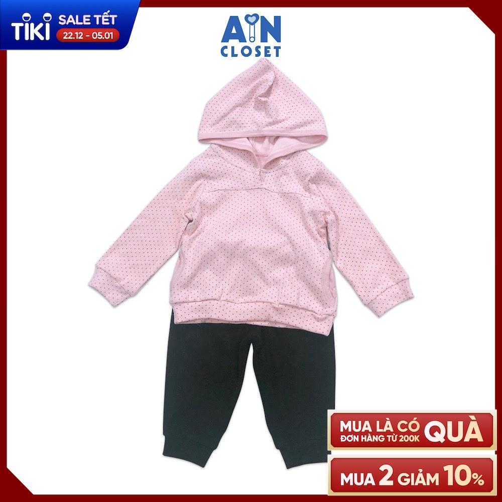 Bộ quần áo dài có nón bé gái họa tiết Bi nhí nền hồng thun gân - AICDBGHVXVR4 - AIN Closet