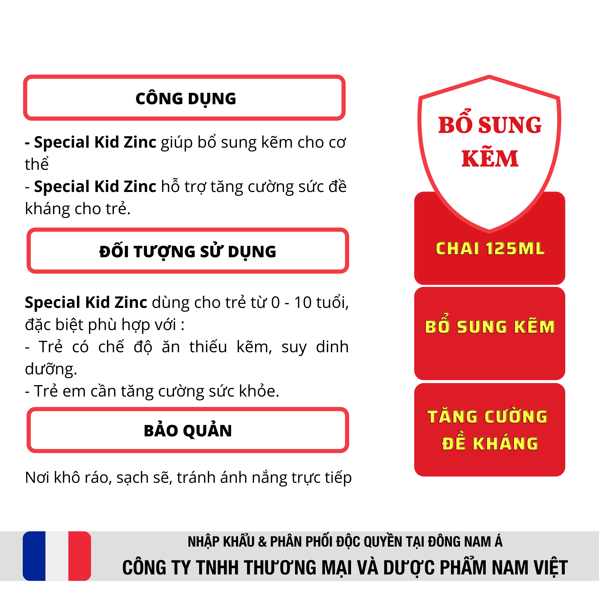 TPBVSK Special Kid Zinc - Bổ sung Kẽm cho cơ thể, hỗ trợ tăng cường sức đề kháng (125ml) [Siro – Nhập khẩu Pháp]