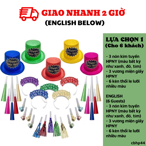 Bộ nón tiệc cho 20 khách Happy New Year Party Kit cbhp44
