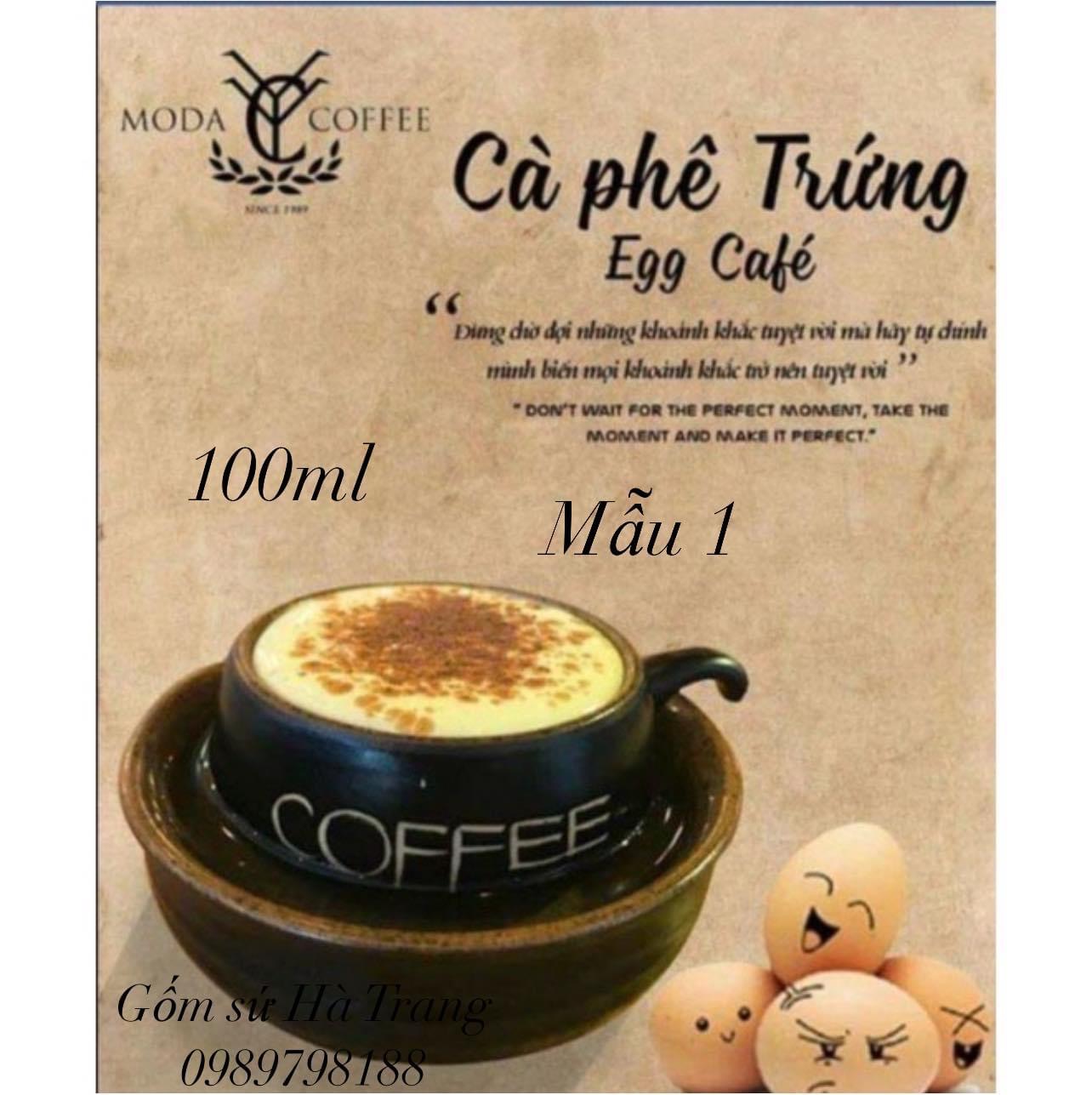 Bộ tách cafe trứng mẫu 1 gốm sứ Bát Tràng cao cấp dung tích 100ml