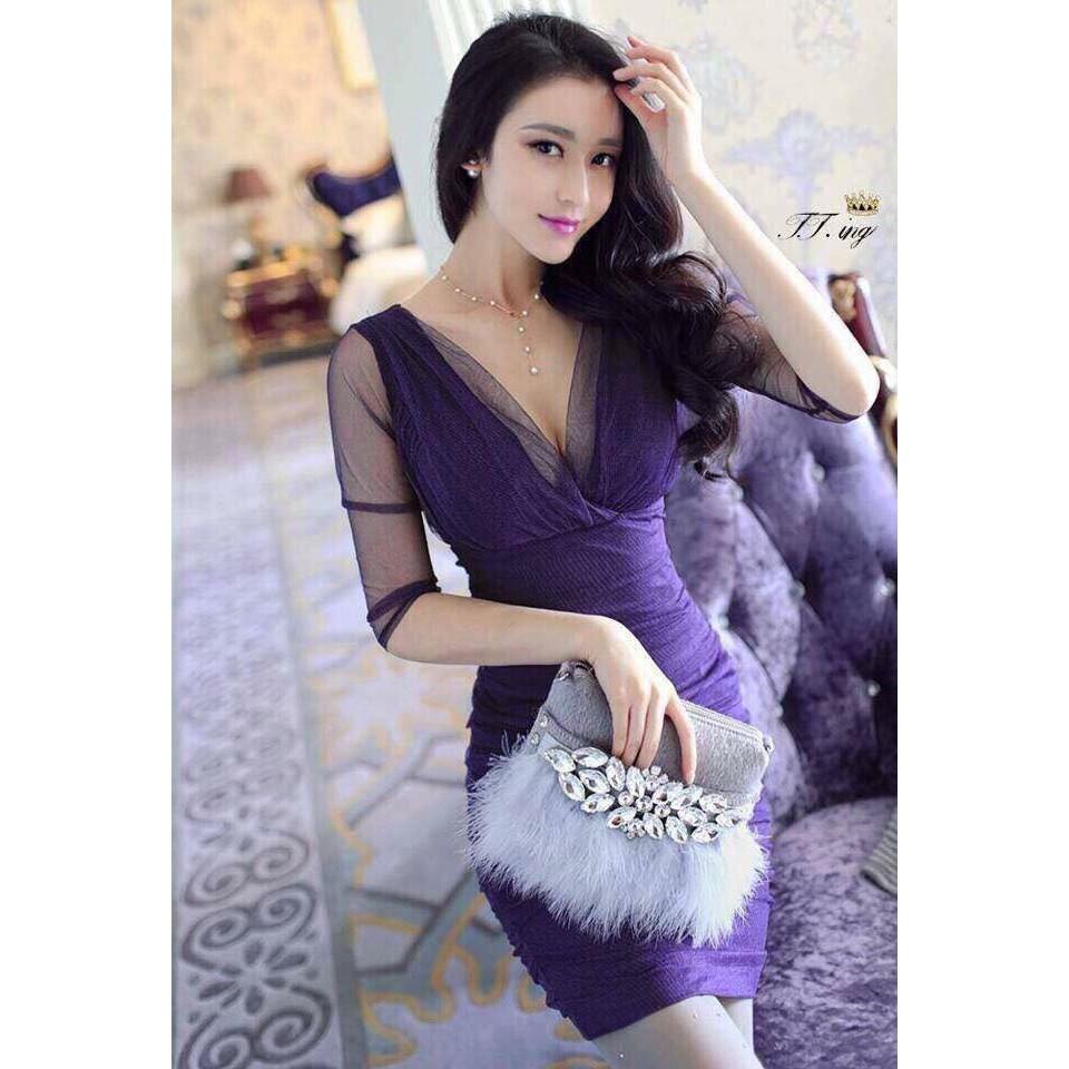 ĐẦM THIẾT KẾ BODY PHỐI LƯỚI CỰC SANG
