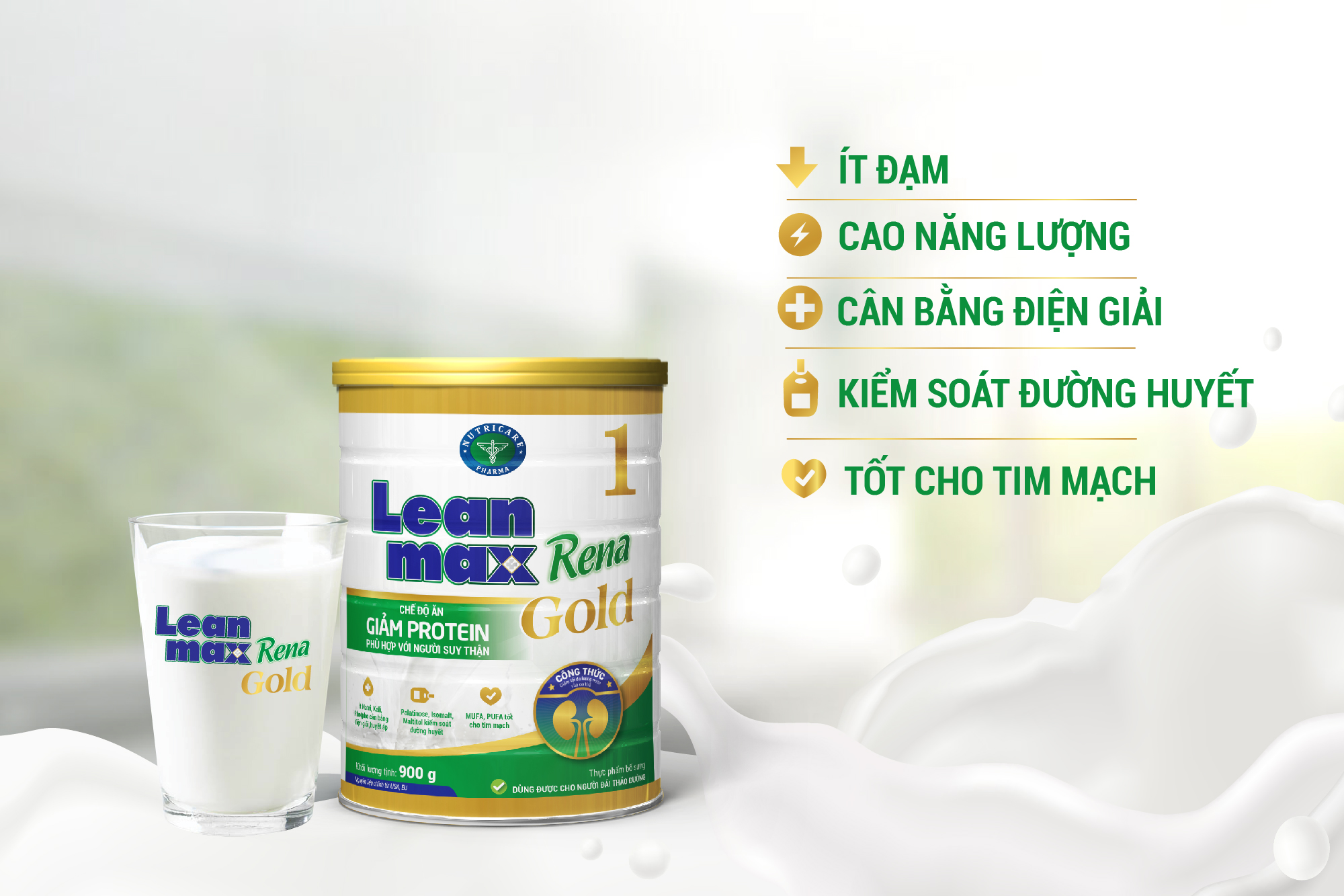 SỮA DINH DƯỠNG CHO BỆNH NHÂN SUY THẬN TRƯỚC LỌC  - Leanmax Rena Gold 1-400g