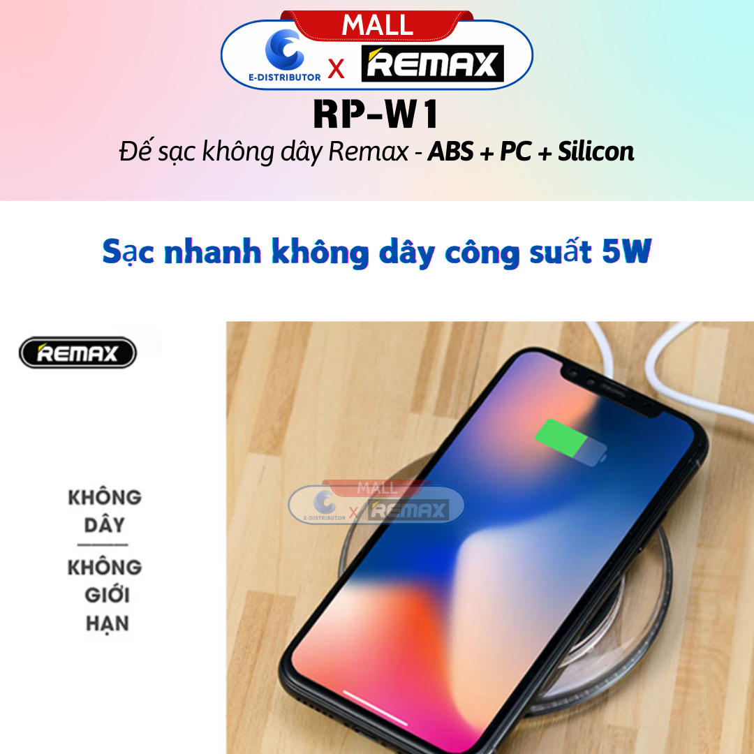 Đế sạc không dây Remax RP - W1 - Hàng Chính Hãng - Bảo Hành 12 Tháng