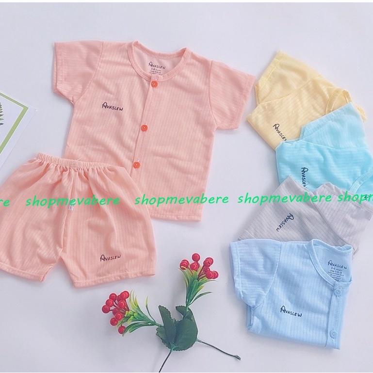 Bộ cộc tay sợi tre cao cấp, cài cúc giữa cho bé trai bé gái sơ sinh 3-13kg - BO56