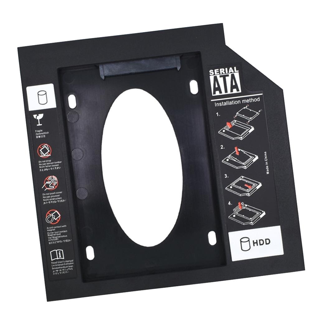 ABS 9.5mm SATA3.0 SSD HDD Hard Drive Caddy Optical Bay Bracket for Laptops Black