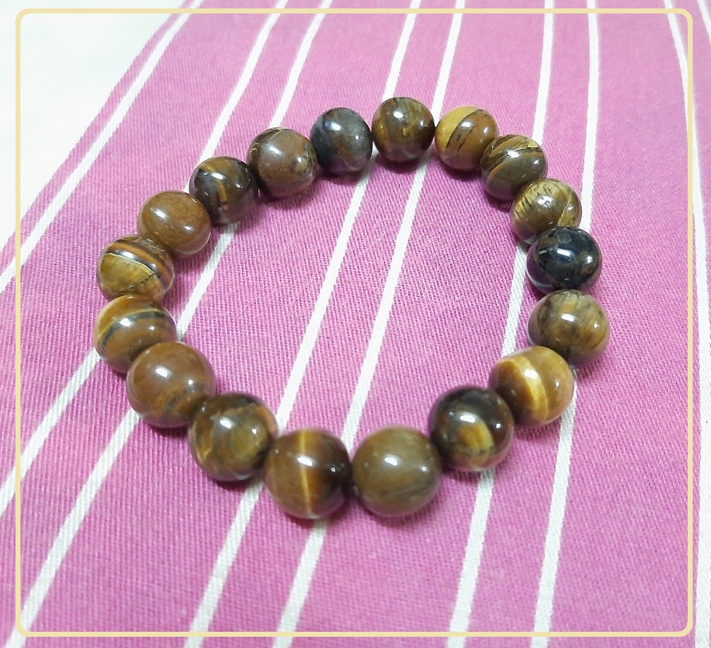 Vòng tay nữ đá mắt hổ tự nhiên, hạt đá 10ly cá tính thời trang, may mắn bình an