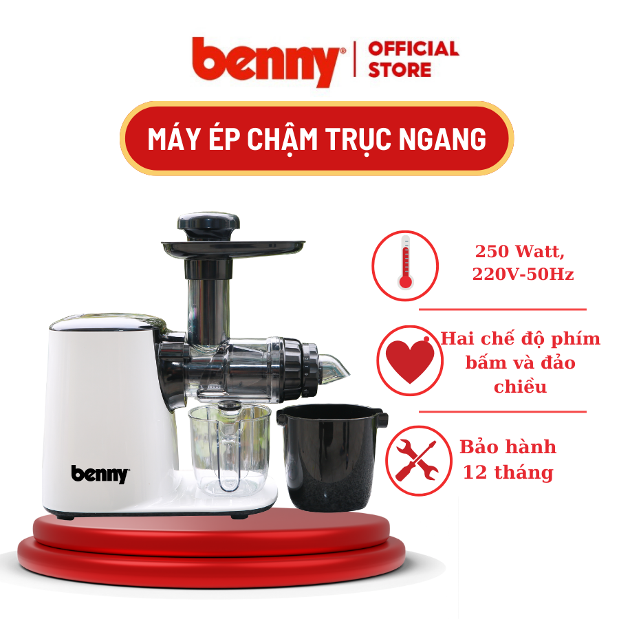 Máy Ép Chậm Trái Cây Benny BSJ-250W, 250W, ép hoa quả cứng, mềm, rau má, cần tây,...-Bảo hành 12 tháng- Hàng chính hãng