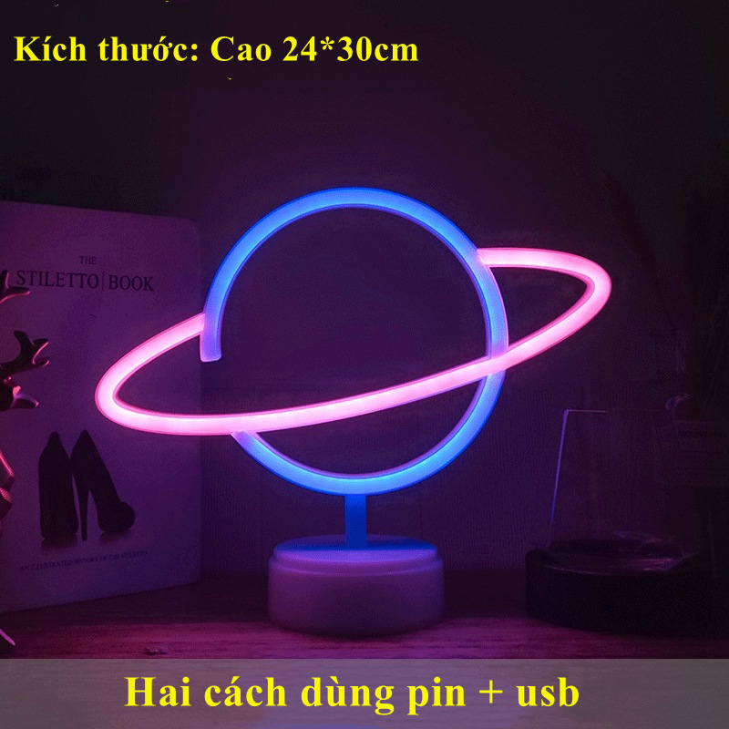 Đèn LED chữ neon đế để bàn hình Hành Tinh Vũ Trụ trang trí DECOR phòng ngủ , quán