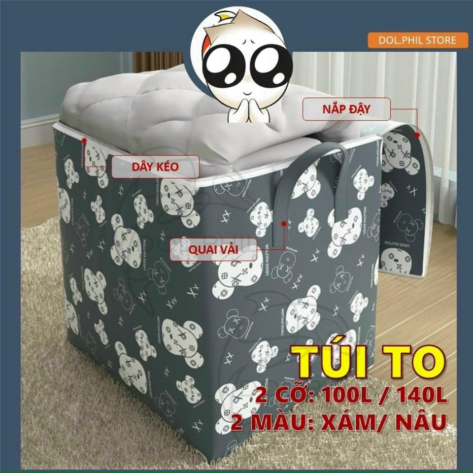TÚI CHĂN 100 LÍT KÉO KHÓA CÓ QUAI XÁCH MẪU MỚI TIỆN LỢI