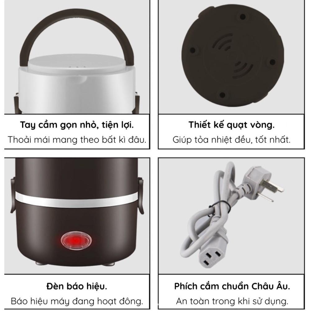 HỘP CƠM ĐIỆN VĂN PHÒNG LÀM NÓNG NHANH TẶNG ĐŨA MUỖNG INOX