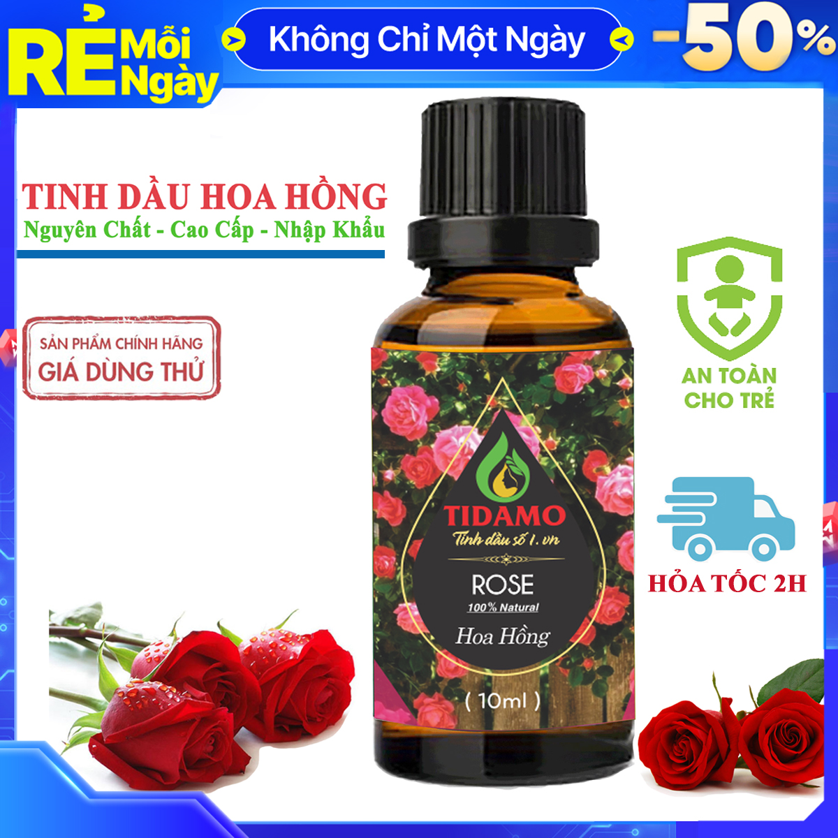 Tinh Dầu HOA HỒNG TIDAMO 10ML Cao Cấp Nhập Khẩu - Tinh Dầu Xông Phòng Hoa Hồng Tạo Hương Thơm Thư Giãn, Kích Thích Cảm Giác Lãng Mạn, Giải Tỏa Mệt Mõi