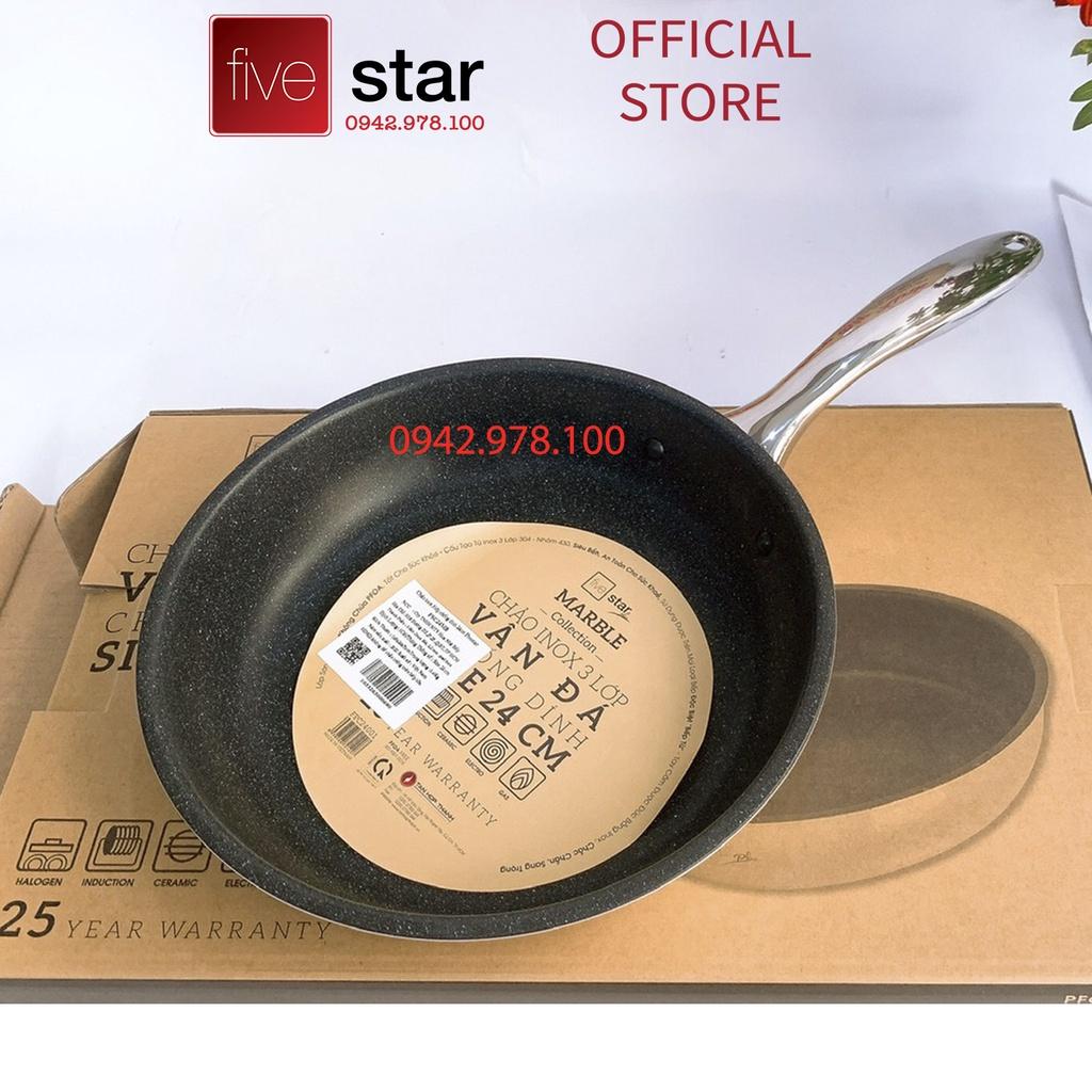 Chảo chống dính vân đá inox 304 bếp từ FiveStar Plus 3 lớp đáy liền ( 22cm / 24cm / 26cm / 28cm / 30cm / 32cm )