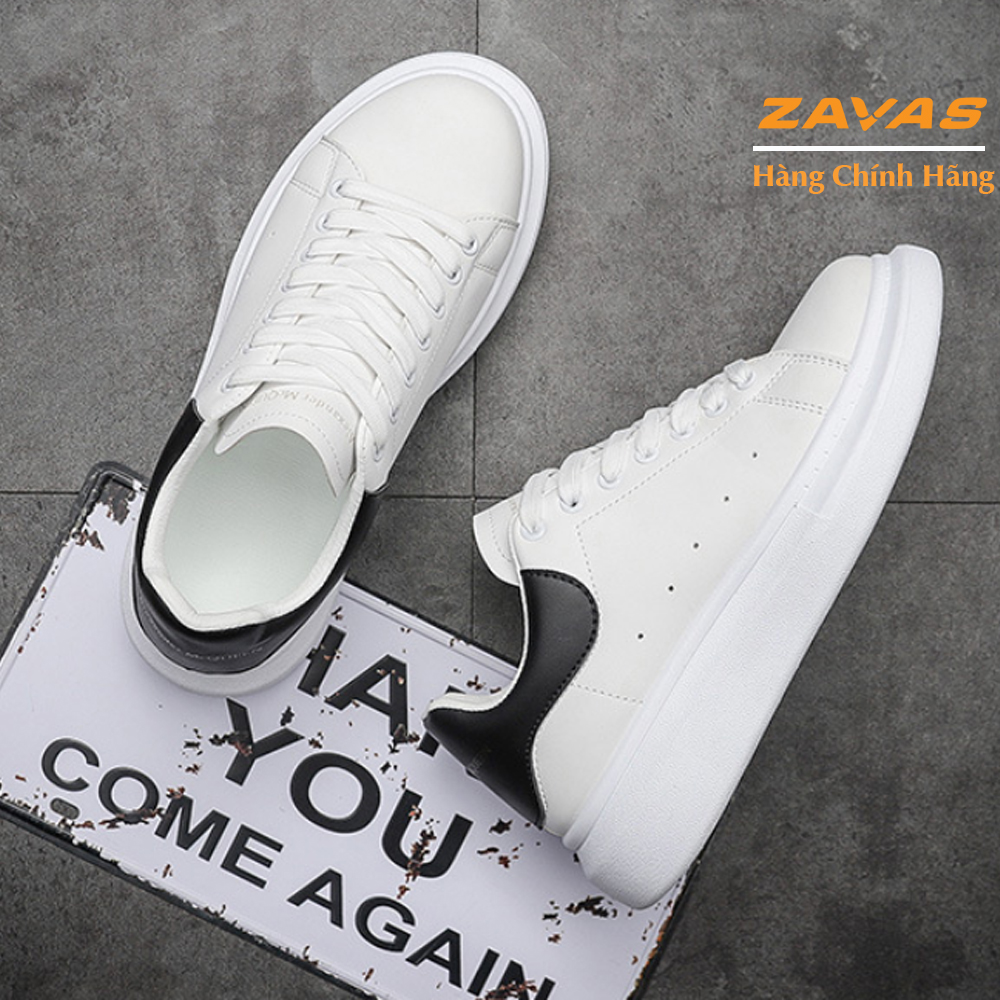 Giày thể thao sneaker nam màu trắng bằng da không tróc thương hiệu ZAVAS - S387