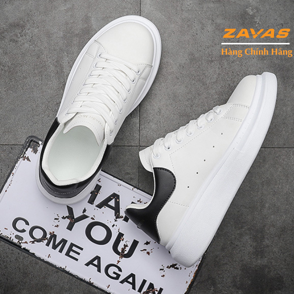 Giày thể thao sneaker nam màu trắng bằng da không tróc thương hiệu ZAVAS - S386 - Hàng chính hãng