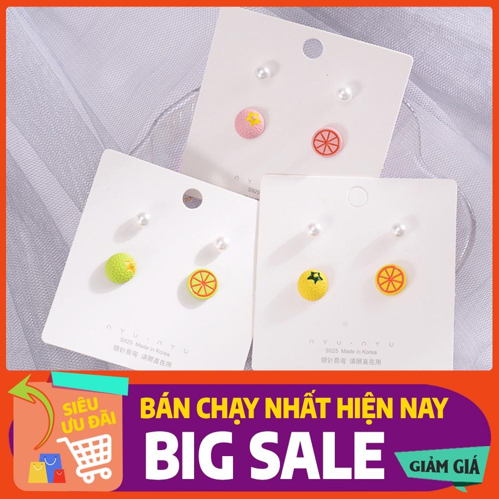 Bông tai quả chanh bạc S925