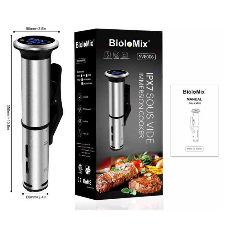 Máy nấu chậm Sous Vide BioloMix SV-8006, công suất 1200W , bộ gia nhiệt PTC và động cơ không chổi than DC- Hàng chính hãng