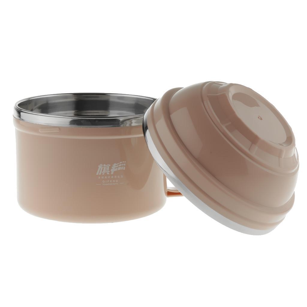 Stainless Steel Double Wall Thermal Bento Lunch Box Noodle Bowl 1200ML Pink