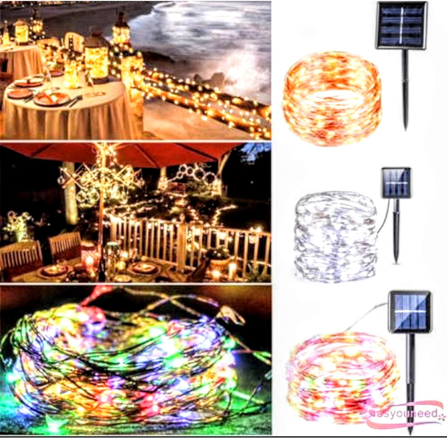 CỰC ĐẸP VỚI BỘ DÂY LED TRANG TRÍ NHẤP NHÁY NHIỀU MÀU SẮC SỬ DỤNG ĐIỆN NĂNG LƯỢNG MẶT TRỜI CẢM BIẾN ÁNH SÁNG TỰ ĐỘNG BẬT TẮT ĐÈN