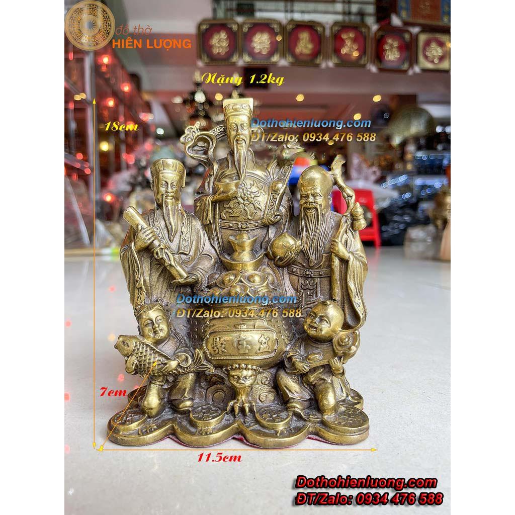 Bộ Tượng Ngũ Phúc Bằng Đồng Thau Vàng Cao 18cm