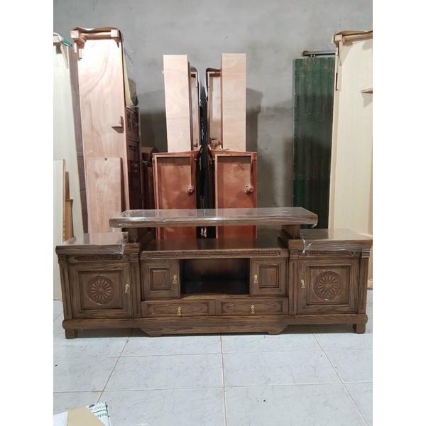 Kệ tivi gỗ sồi 2 màu hương vàng ,óc chó 2m2