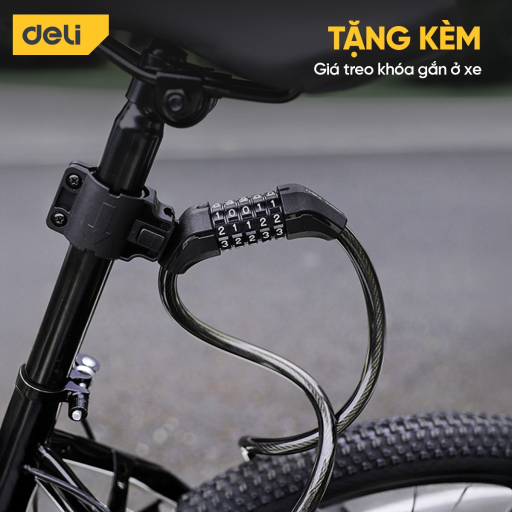 Khóa xe đạp xe máy Deli Cao Cấp - Khóa mật mã dạng 4-5 chữ số siêu an toàn chống trộm